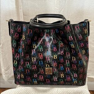 Dooney & Bourke DB75 Large Barlow Black Multicolor Logo Women's Bag